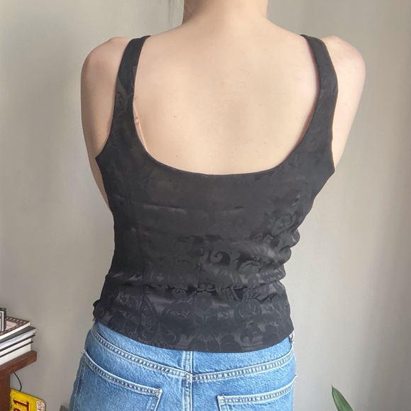 90s Black Floral Corset Top (6) - Picture 7 of 8